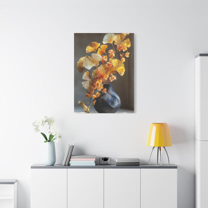 Gold Ginkgo Floral Vase Wall Art & Canvas Print