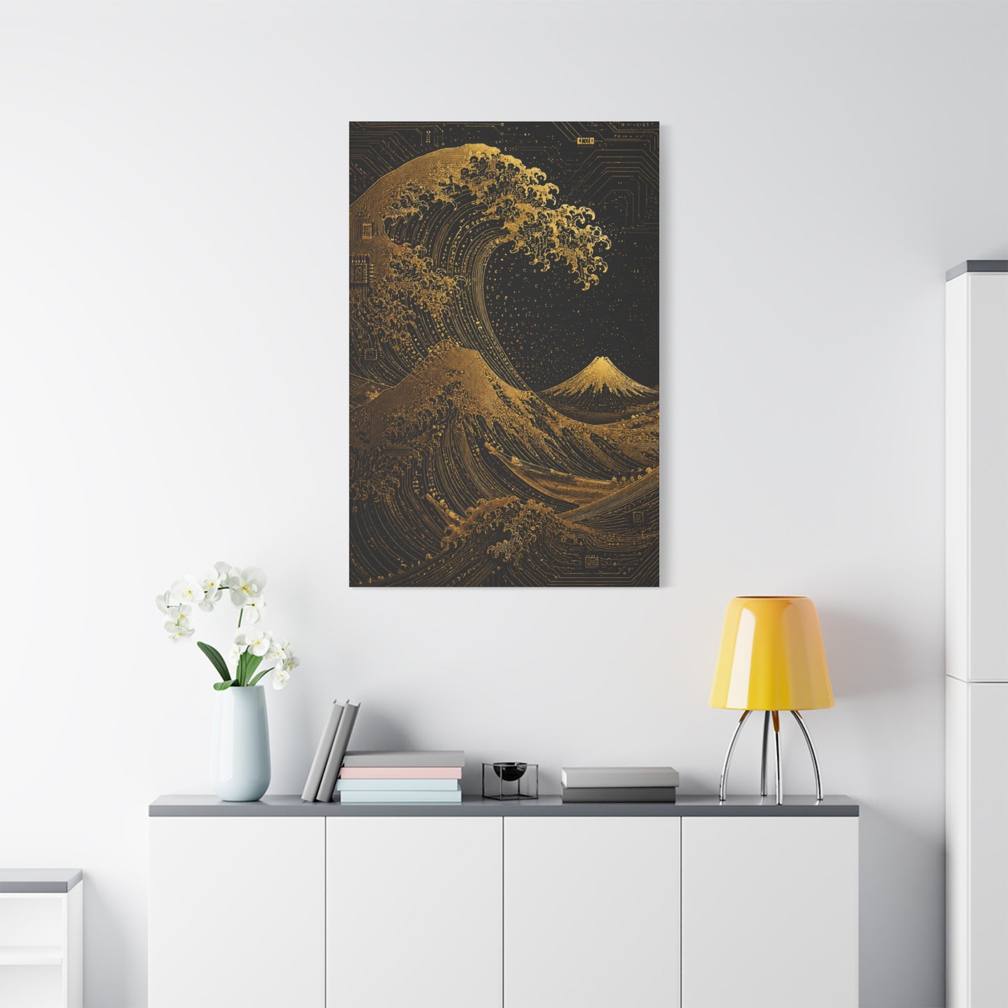 Neo-Tech Golden Wave Fusion Wall Art & Canvas Print