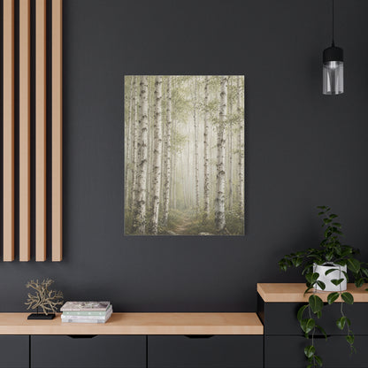 Light Birch Woodland Minimal Landscape Trees Wall Art & Canvas Print