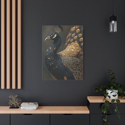 Black and Gold Peacock Elegance Wall Art & Canvas Print