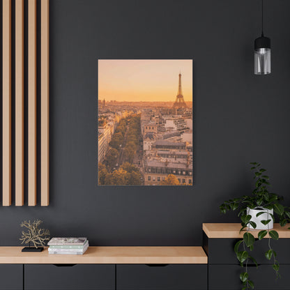Paris Golden Sunset Skyline Wall Art & Canvas Print