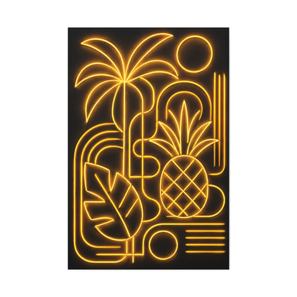 Neon Tropical Line Art Glow Composition Wall Art & Canvas Print