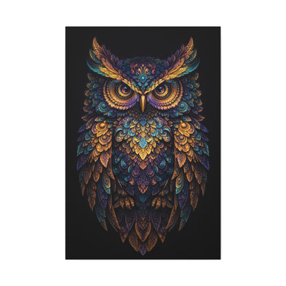 Jewel Feather Fractal Owl Wall Art & Canvas Print