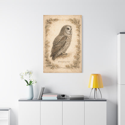 Antique Natural History Owl Study Wall Art & Canvas Print