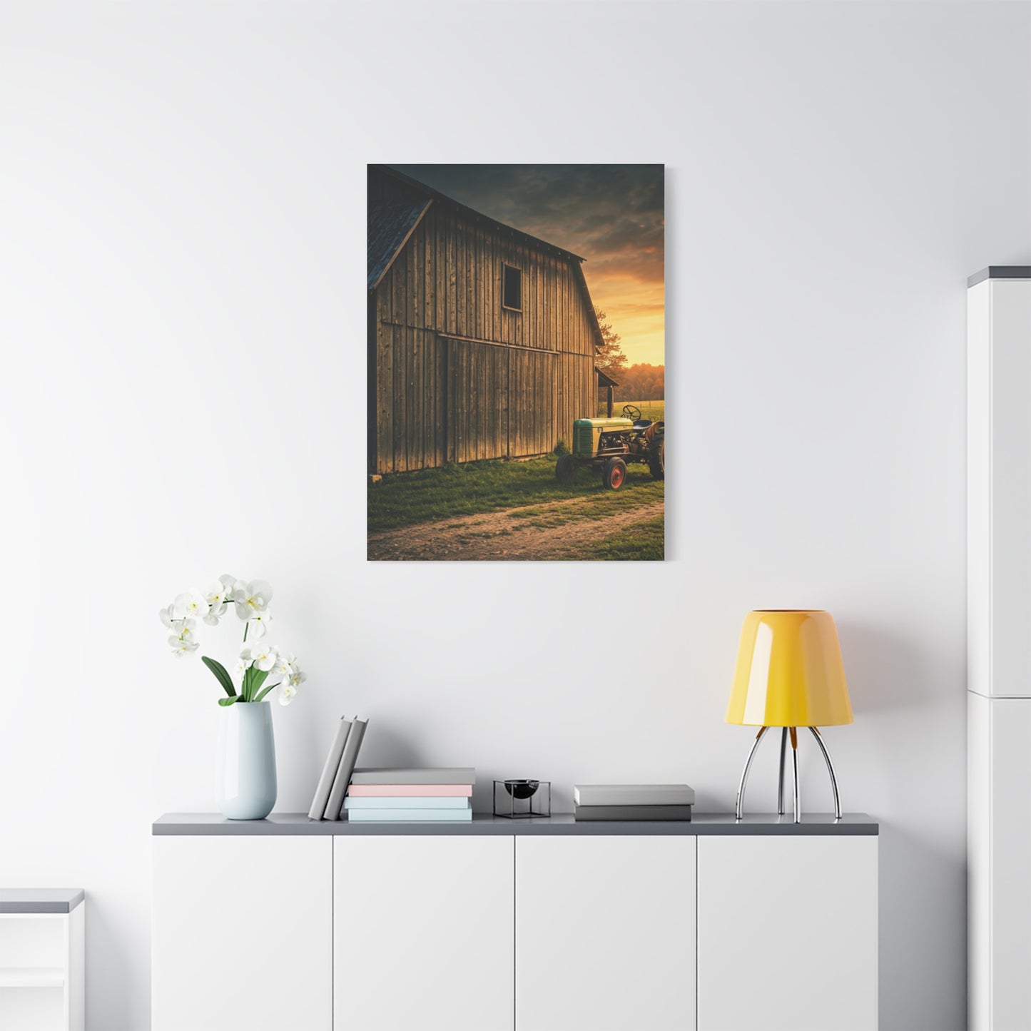Vintage Tractor by Rustic Barn Wall Art & Canvas Prints