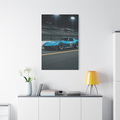 1970 Chevrolet Corvette C3 Pit Lane Under Lights Wall Art & Canvas Prints