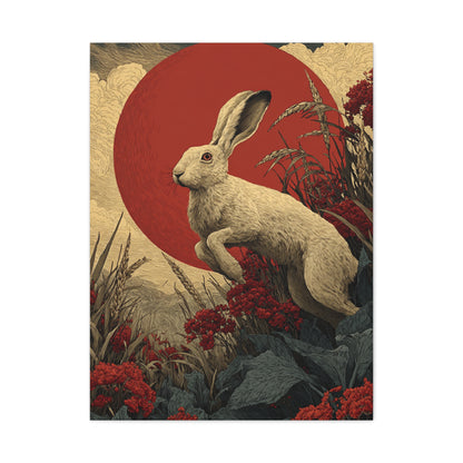 Harvest Moon Folk Hare Wall Art & Canvas Print