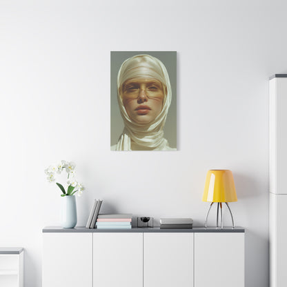 Golden Veil Futuristic Portrait Wall Art & Canvas Print