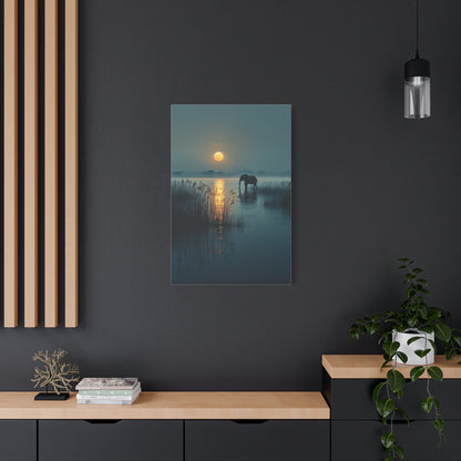 Moonlit Elephant Lake Reflection Wall Art & Canvas Print