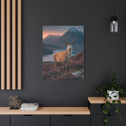 Scottish Highland Sunrise Stag Wall Art & Canvas Print