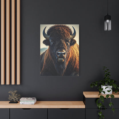 Minimalist American Bison Portrait on Light Background Wall Art & Canvas Print