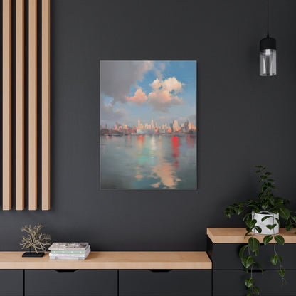 New York Skyline Pastel Dawn Serenity Wall Art & Canvas Print