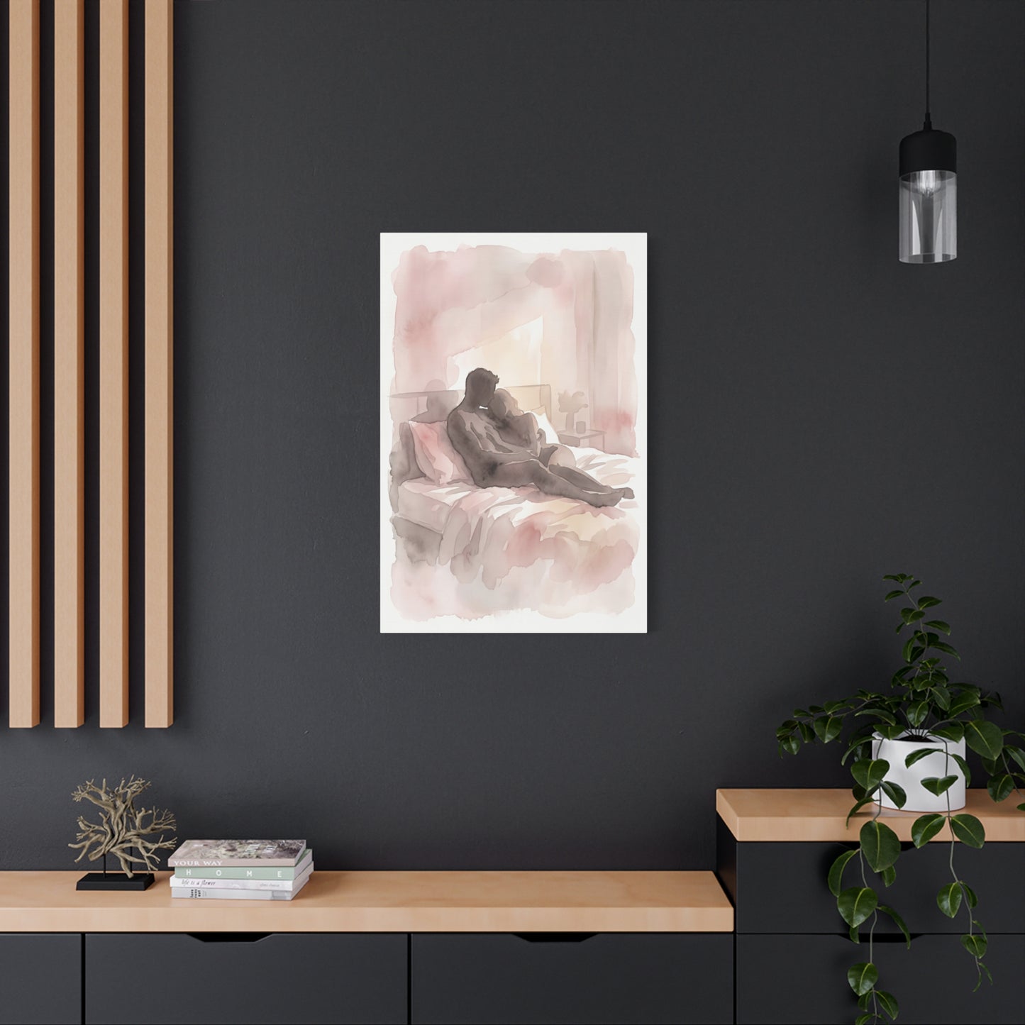 Abstract Bedroom Silhouette Romance Wall Art & Canvas Print