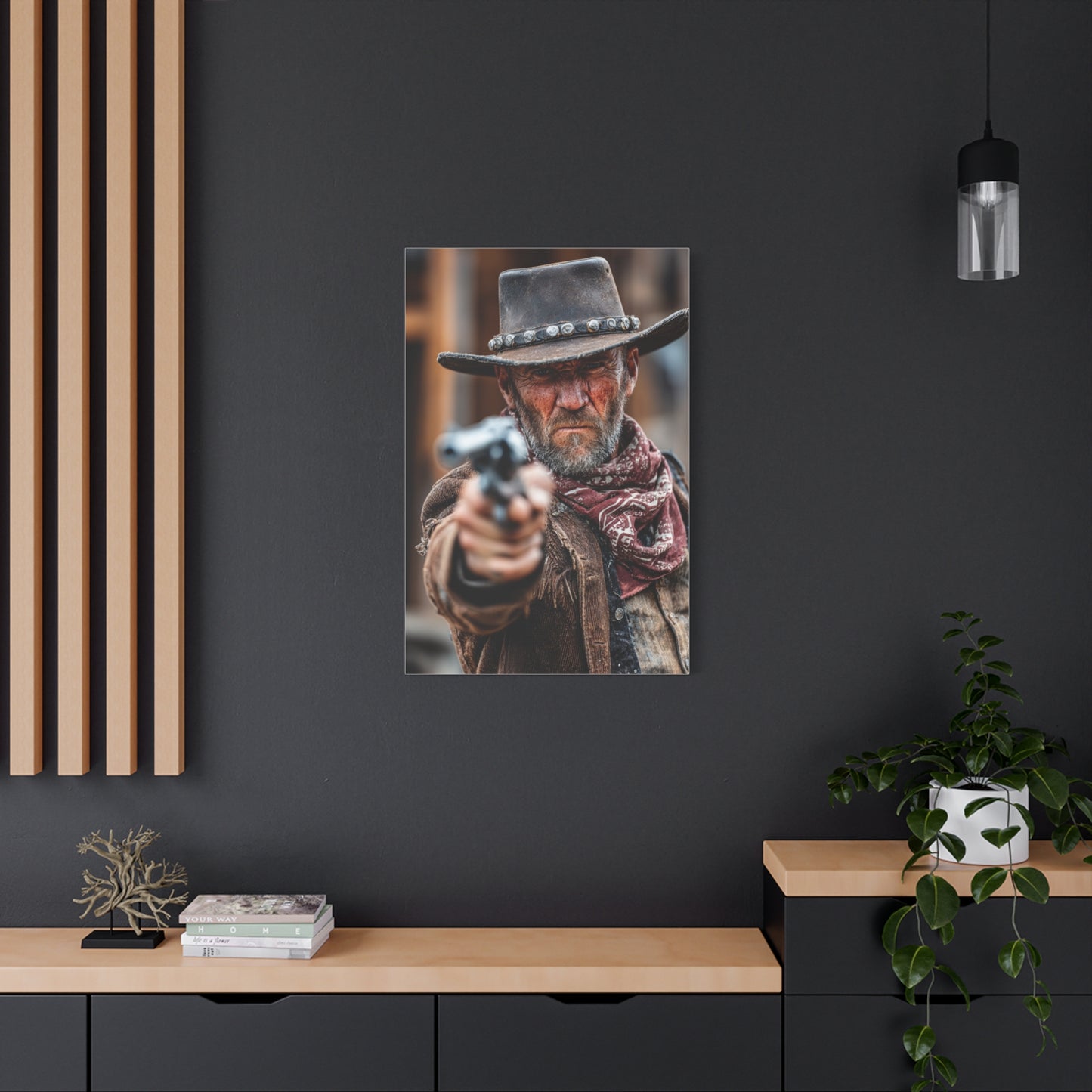 Cowboy Campfire in the Mountain Valley Wall Art & Canvas Print