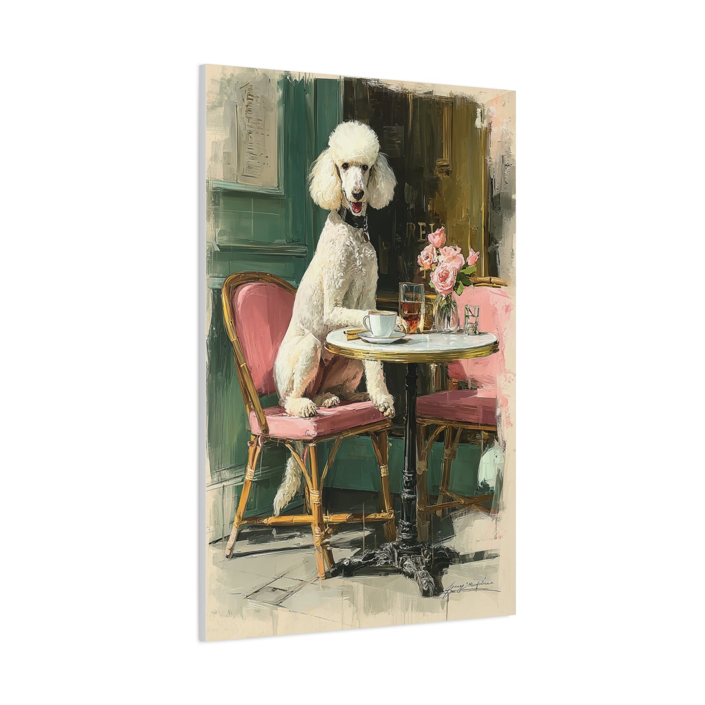 Paris Café Poodle Portrait Wall Art & Canvas Print