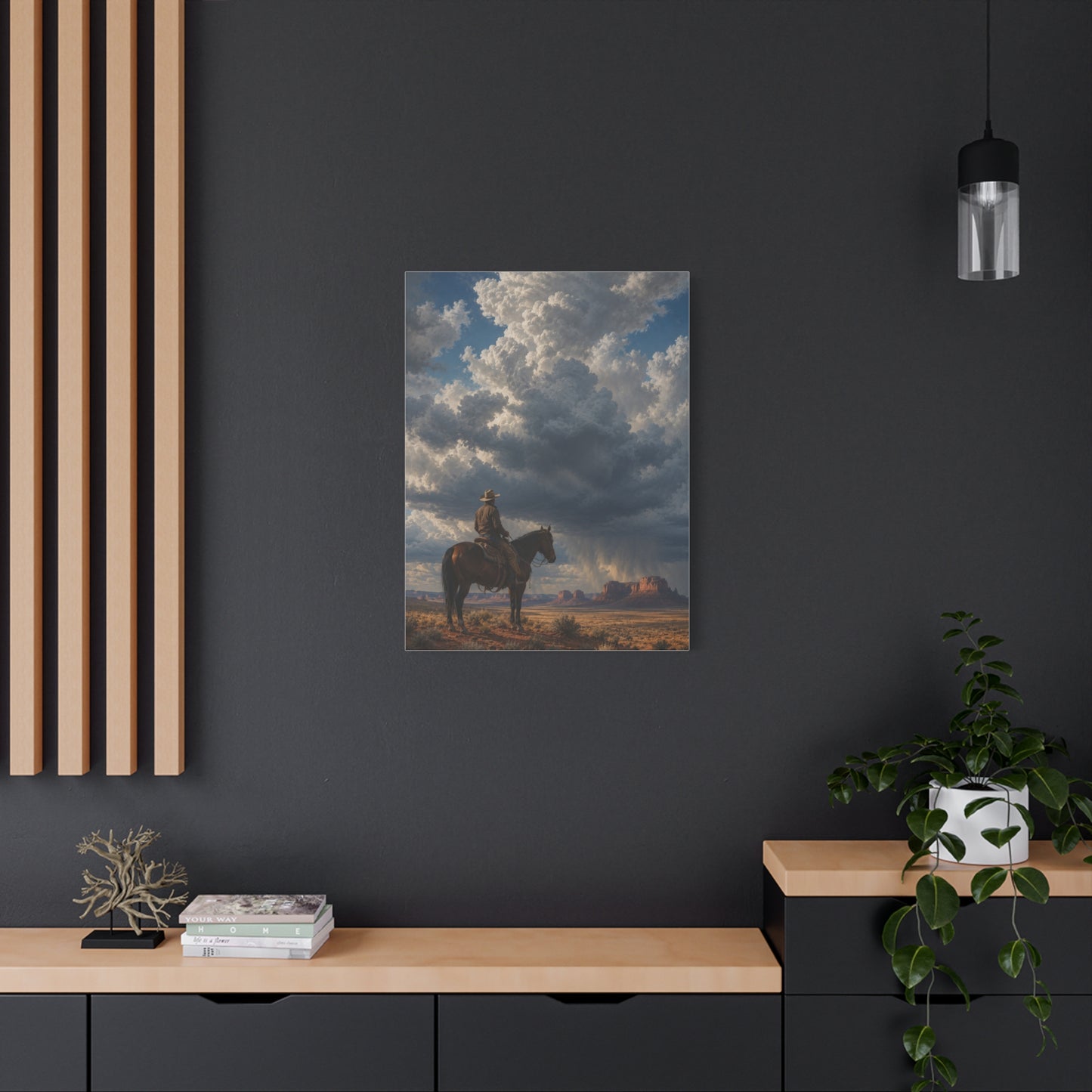 Cowboy Storm Horizon Monument Scene Wall Art & Canvas Print