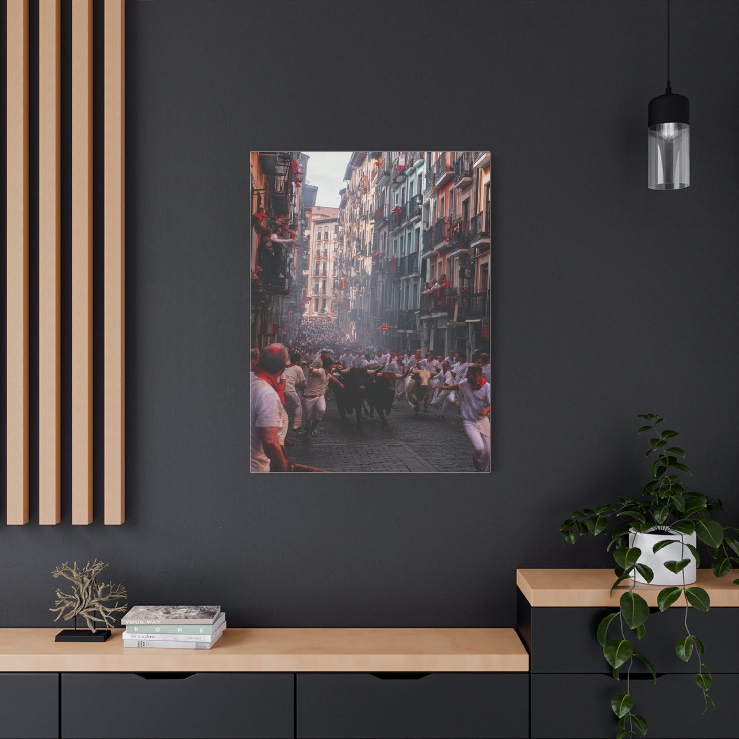 San Fermín Running of the Bulls Street Charge Wall Art & Canvas Print