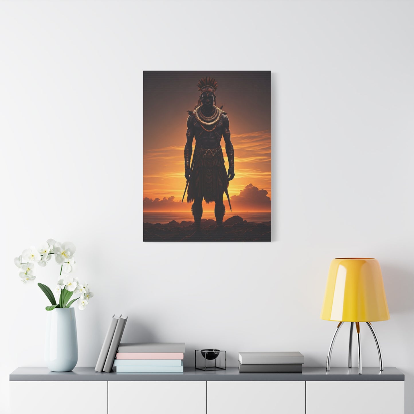 Sunset Warrior Silhouette Wall Art & Canvas Prints