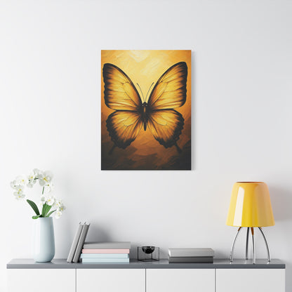 Golden Minimal Butterfly Silhouette Wall Art & Canvas Prints
