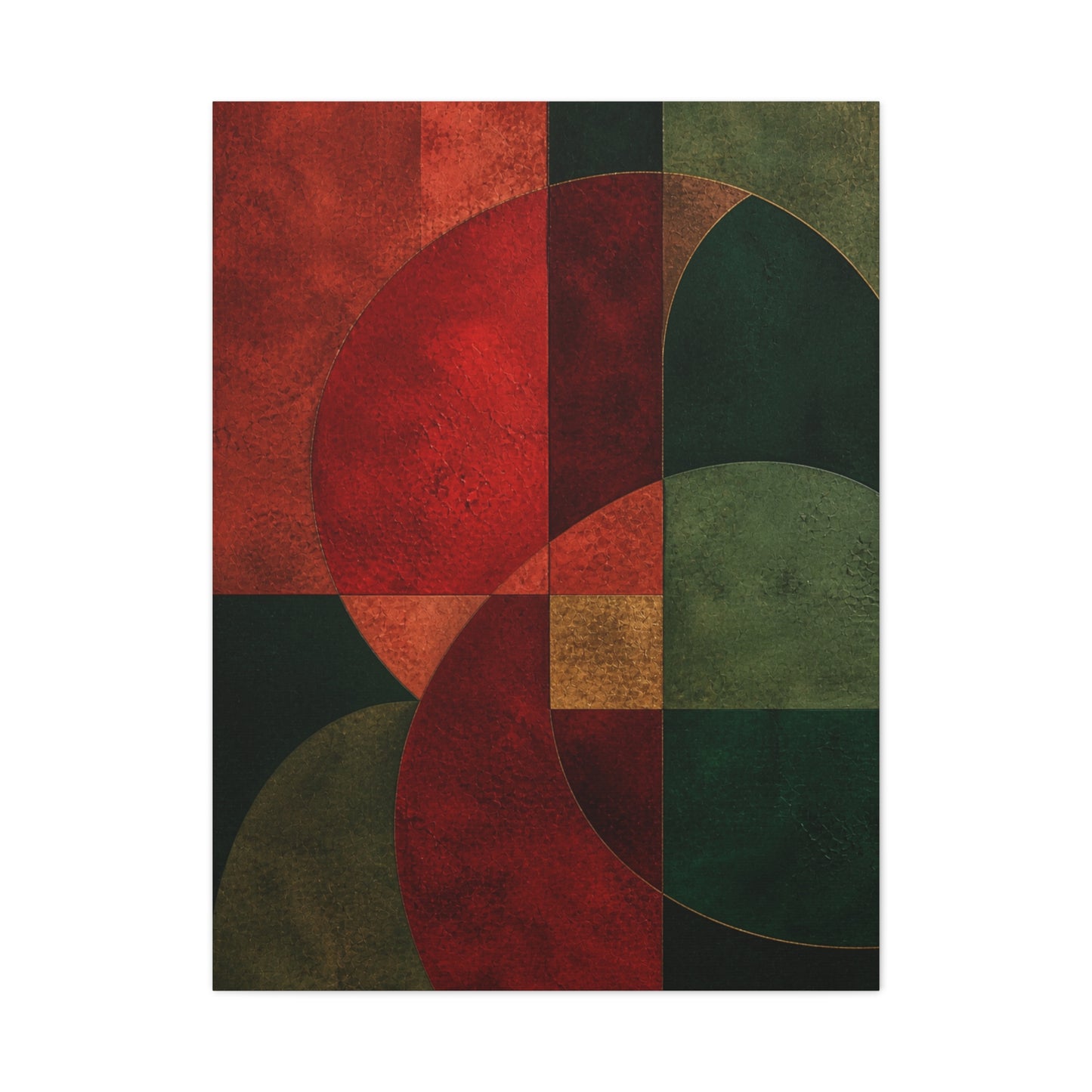 Red and Emerald Geometric Abstract Wall Art & Canvas Print