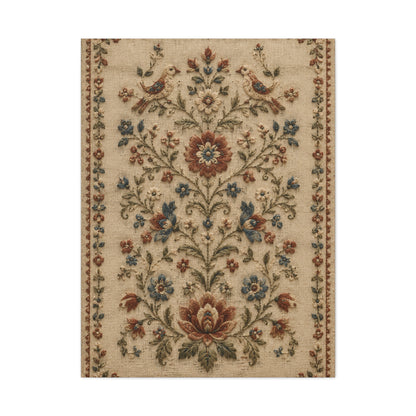 Antique Floral Embroidery Garden Panel Wall Art & Canvas Print
