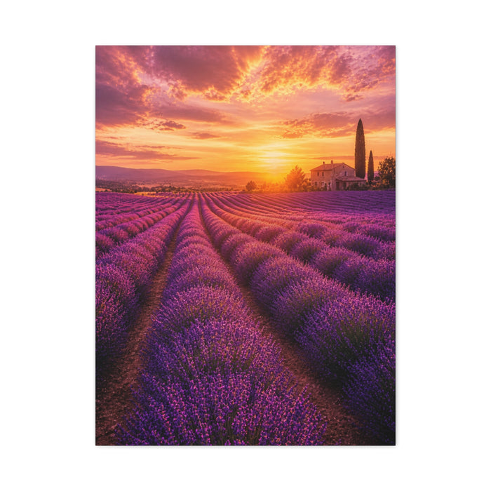 Lavender Fields Sunset Landscape Wall Art & Canvas Print