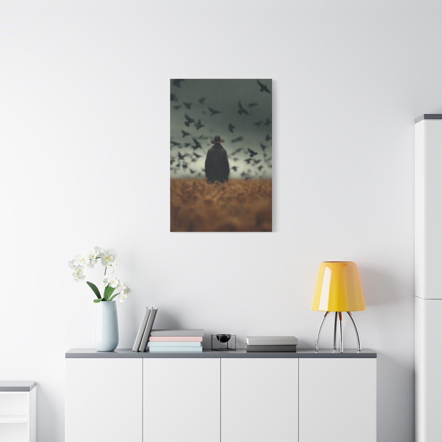 Scarecrow and Crows Autumn Field Wall Art & Canvas Print