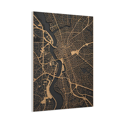Laser-Cut City Map Relief Wall Art & Canvas Print