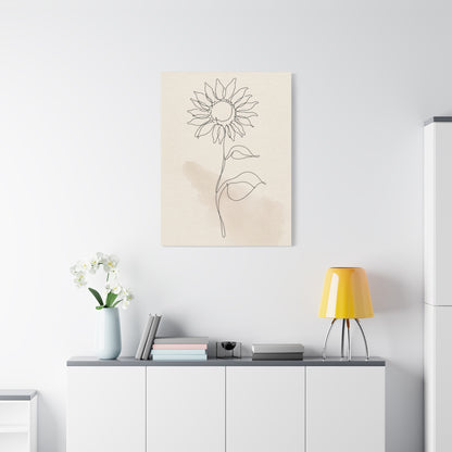 Minimal Line Art Sunflower Wall Art & Canvas Print