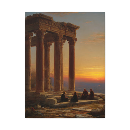 Greek Temple Ruins at Sunset with Philosophers Wall Art & Canvas Print