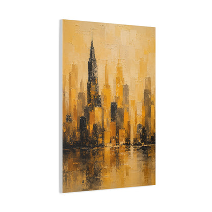 Yellow Cityscape Textured Skyline Abstract Wall Art & Canvas Print