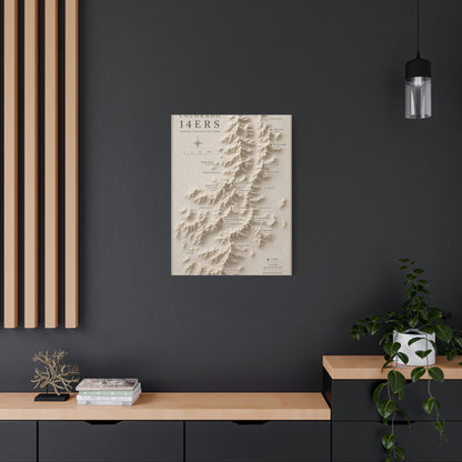 Colorado 14ers Relief Map Wall Art & Canvas Print