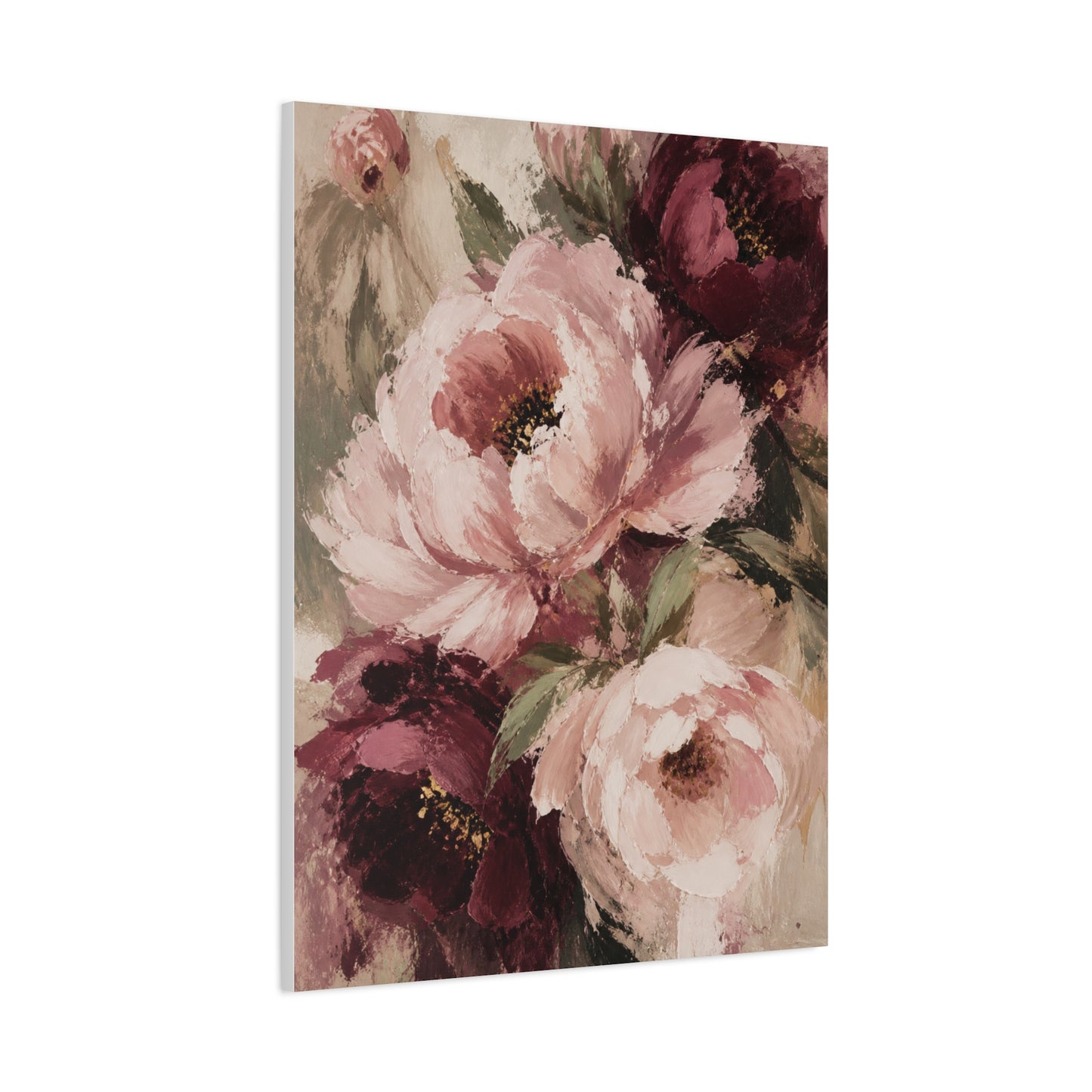 Loose-Brush Peony Floral Abstraction Wall Art & Canvas Print