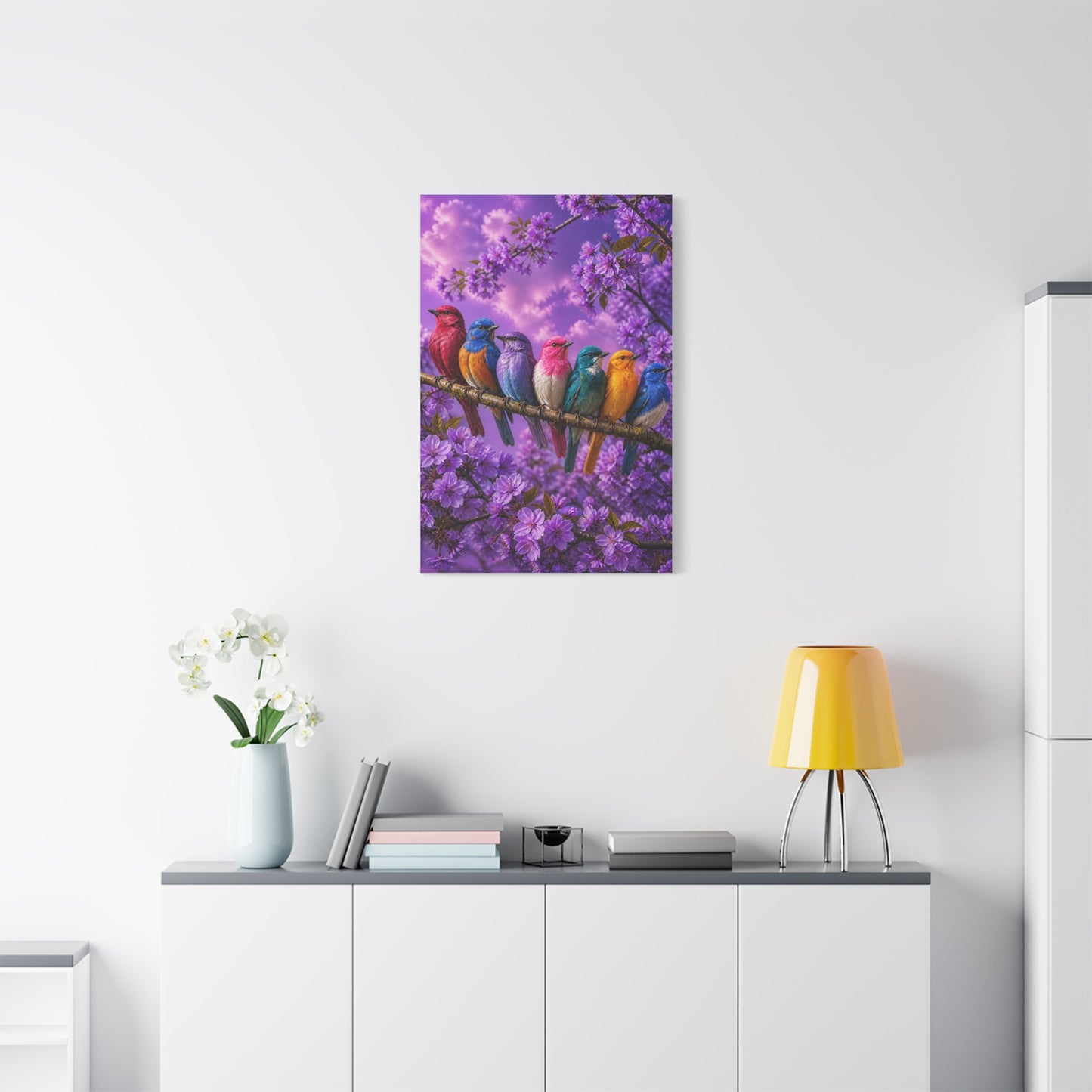Vibrant Blossom Birds Garden Wall Art & Canvas Print