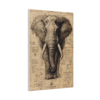 Vintage Elephant Natural History Study Wall Art & Canvas Print