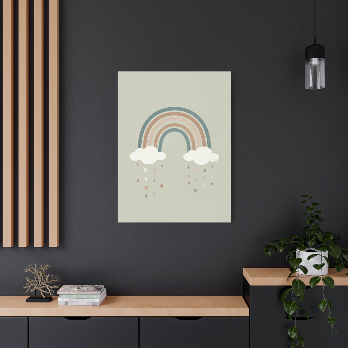 Pastel Rainbow & Clouds Nursery Wall Art & Canvas Print