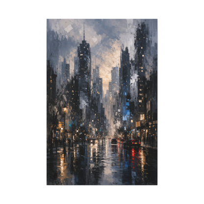 Rainy Cityscape Nights Wall Art & Canvas Print
