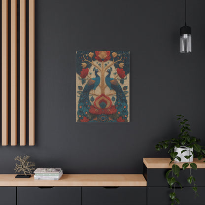 Folk Peacock Tree of Life Wall Art & Canvas Print