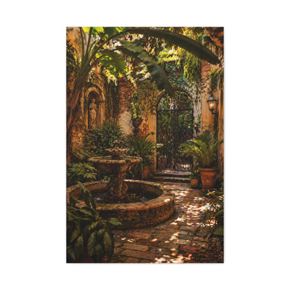 Hidden Courtyard Garden Fountain Wall Art & Canvas Print