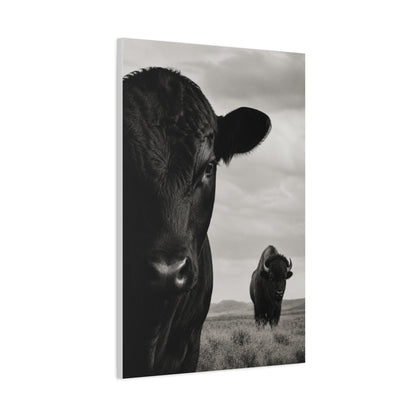 Black Angus & Bison Dual Portrait Landscape Wall Art & Canvas Print