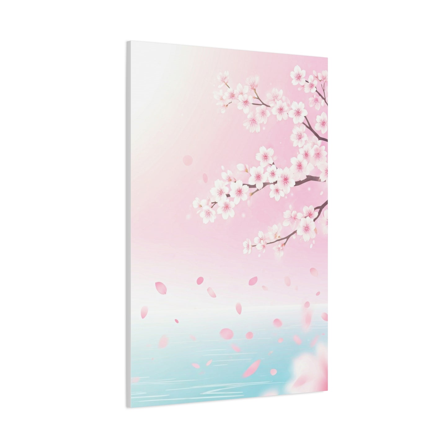 Minimal Sakura Petals Over Calm Water Wall Art & Canvas Prints