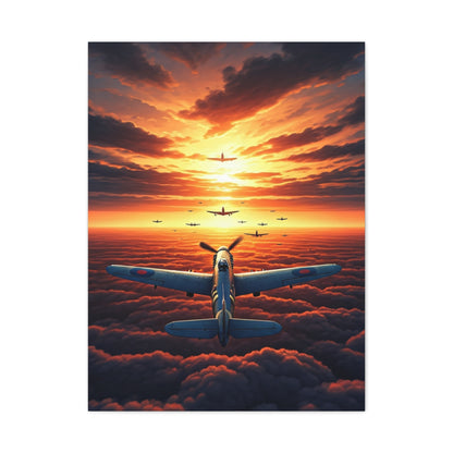 Sunset Flight Above the Clouds Wall Art & Canvas Prints