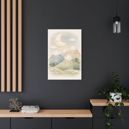 Moon & Sleepy Mountains Nursery Wall Art & Canvas Print