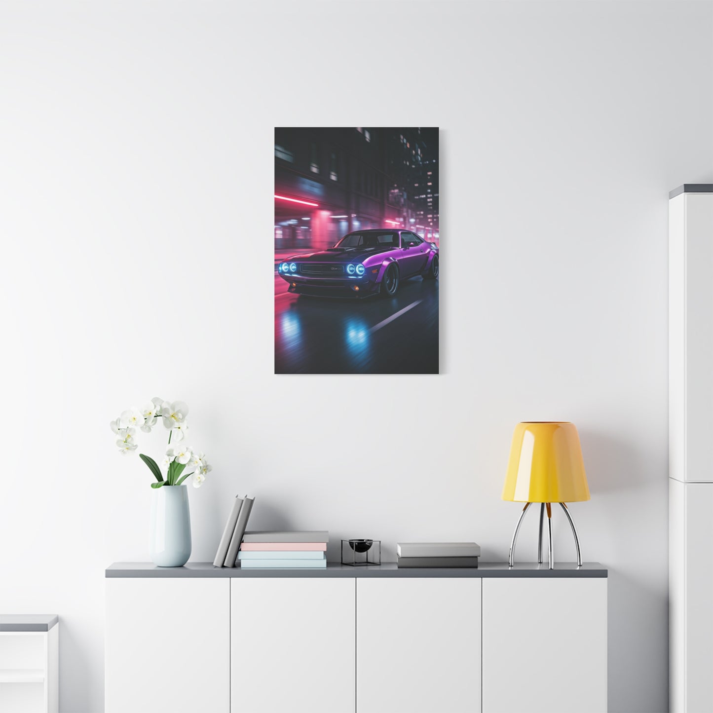 1970 Dodge Challenger Widebody Neon District Run Wall Art & Canvas Prints