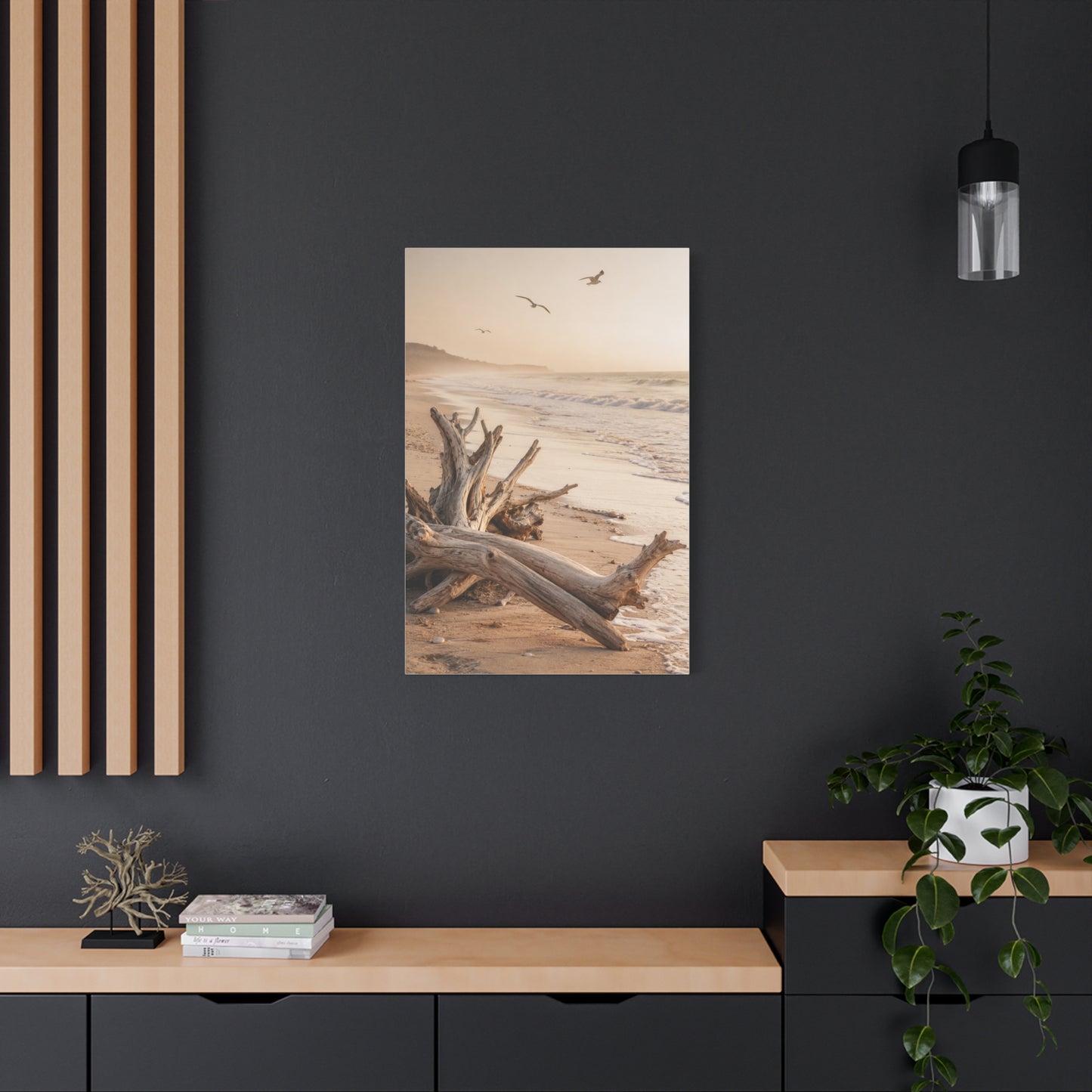 Driftwood Coastal Stillness Shore Wall Art & Canvas Print