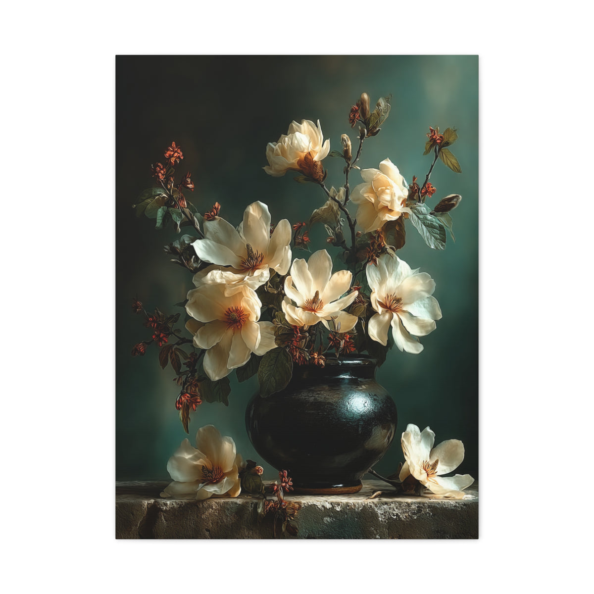 Magnolia Floral Still Life Wall Art & Canvas Print