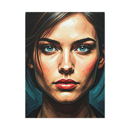 Piercing Azure Gaze Portrait Wall Art & Canvas Print