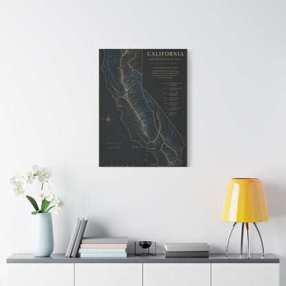California Hydrological Map Wall Art & Canvas Print