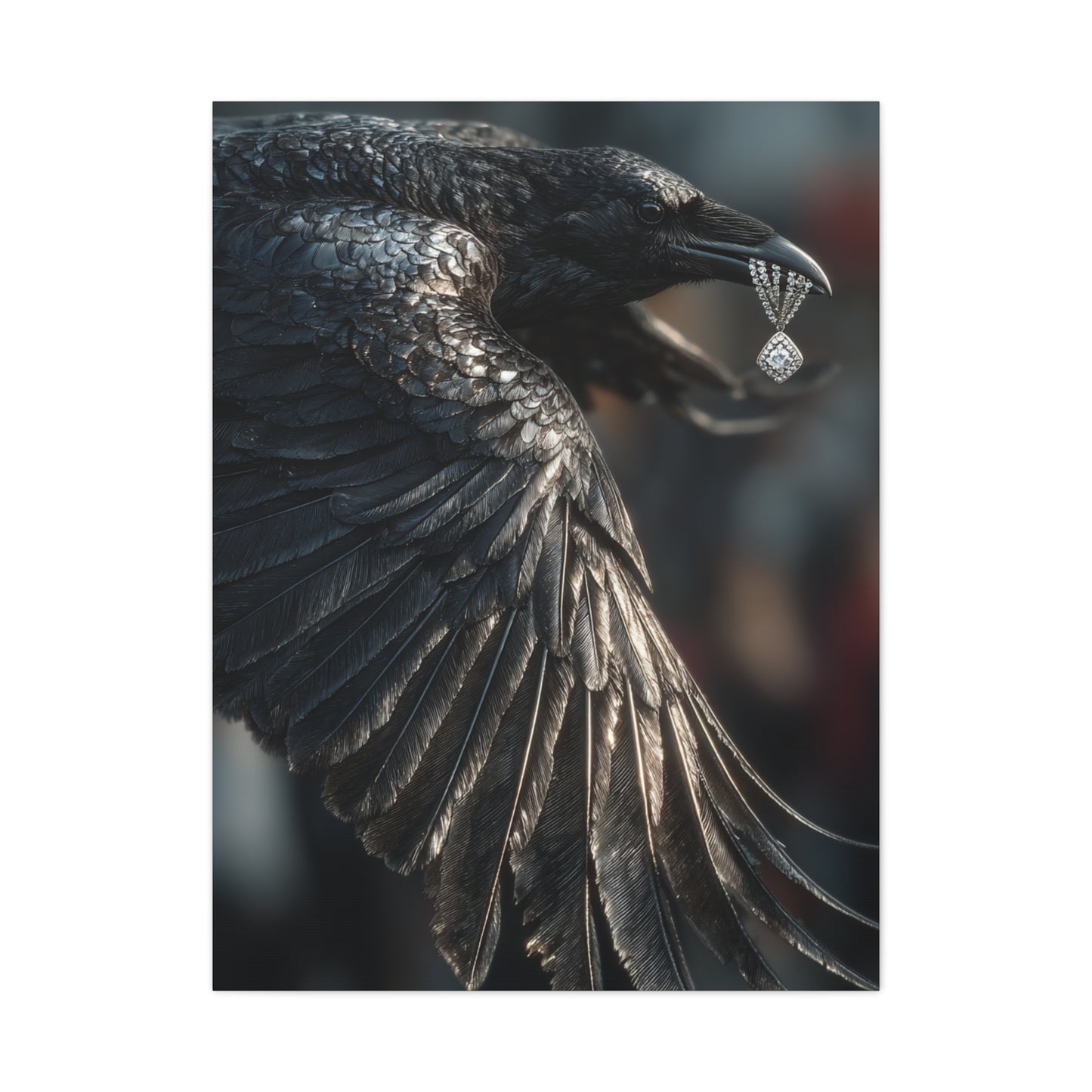 Crow Stealing Diamond Earring Wall Art & Canvas Print