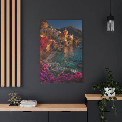 Amalfi Coast Bougainvillea Cliffs Wall Art & Canvas Print